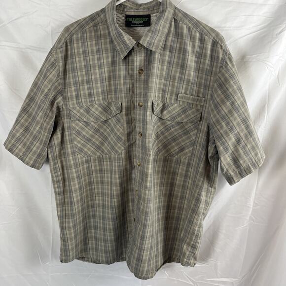 Tall Woods Brown Plaid Short Sleeve Button Shirt Men’s Size XL - Picture 1 of 5